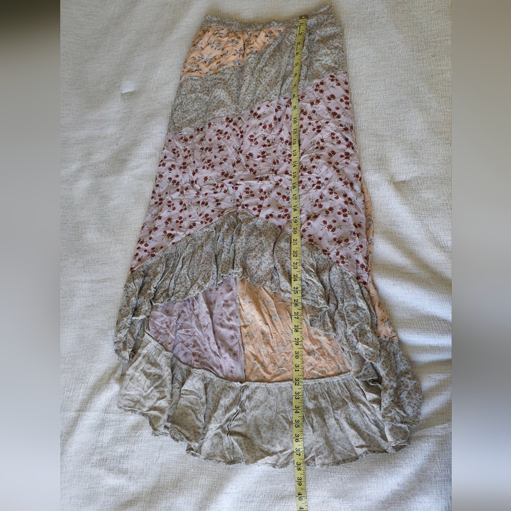American Eagle Boho Patchwork High Low Skirt Ruff… - image 2